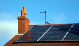 Solar Panel array on a roof in the UK