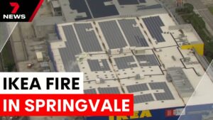 Fire on roof of Ikea building in Springvale