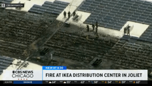 Solar Panel Fire at Ikea Warehouse in Illinois