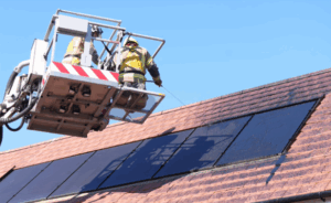 West Sussex Fire Service using PVstop on roof with solar panel array