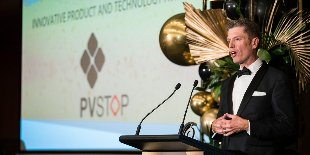 Jim Foran accepting Award for PVStop